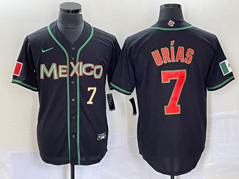 Men 2023 World Cub Mexico #7 Urias Black red Nike MLB Jersey->more jerseys->MLB Jersey
